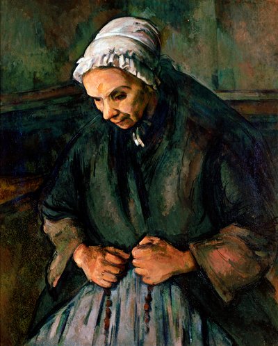 Vénasszony a rózsafüzérnél Paul Cezanne (1839-1906) festménye 1896 V. 65x85 cm London, National Gallery alkotó: Paul Cézanne