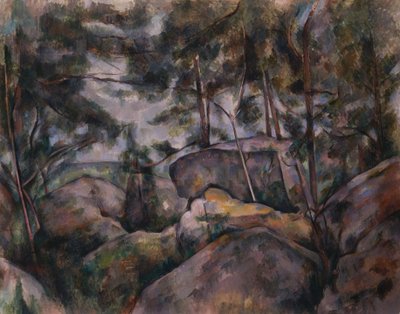 Sziklák az erdőben alkotó: Paul Cézanne