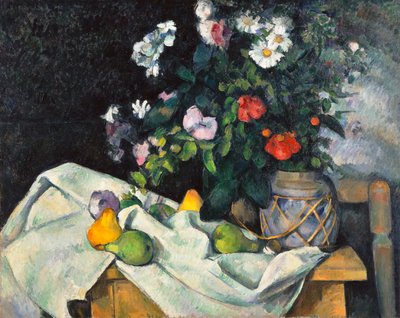 Csendélet virágokkal és gyümölcsökkel alkotó: Paul Cézanne