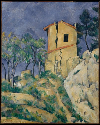 A ház repedezett falakkal alkotó: Paul Cézanne