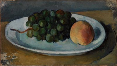 Szőlő és őszibarack egy tányéron alkotó: Paul Cézanne