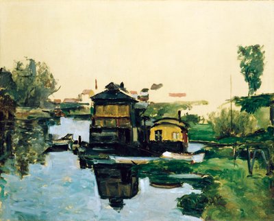 Úszó házak a folyón alkotó: Paul Cézanne