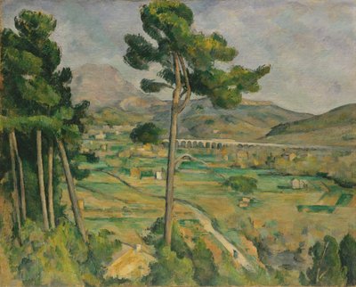 Mont Sainte-Victoire és az Arc folyó völgyének viaduktja, 1882-85. alkotó: Paul Cézanne