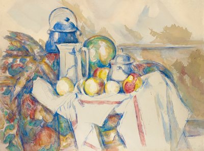 Csendélet tejeskannával, dinnyével és cukortartóval, 1900-1906. alkotó: Paul Cézanne