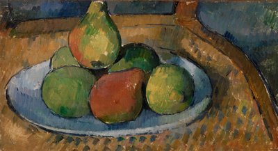 Tányér gyümölcs egy széken alkotó: Paul Cézanne