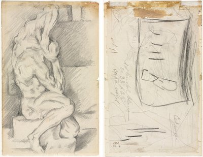Anatómiai szobrászat vázlata (recto) Madame Cézanne vázlata (verso) alkotó: Paul Cézanne
