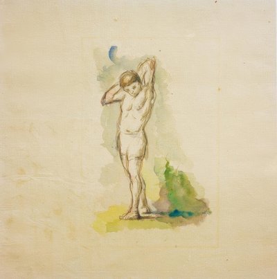 Álló fürdőző, karba font karral a nyaka mögött alkotó: Paul Cézanne