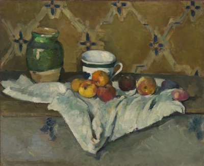Csendélet üveggel, csészével és almával, 1877 körül alkotó: Paul Cézanne