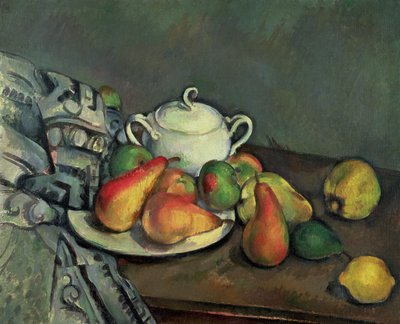 Csendélet cukormedencével és gyümölccsel alkotó: Paul Cézanne