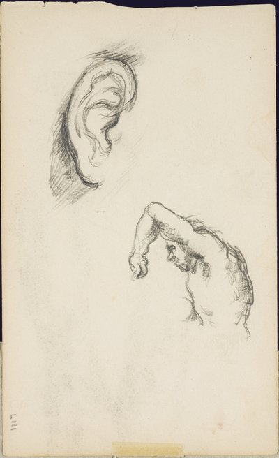 Tanulmányok Luca Signorelli után: egy fül és egy férfialak, 1877-80 körül alkotó: Paul Cézanne