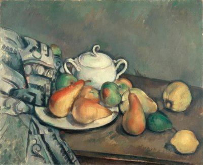 Cukortál, körte és szőnyeg alkotó: Paul Cézanne