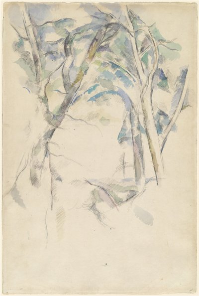 Fák hajolnak a sziklákra alkotó: Paul Cézanne