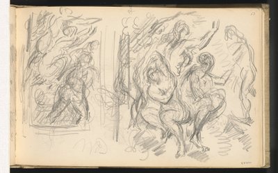 Két tanulmány "Párizs ítélete" vagy "A szerelmes pásztor" alkotó: Paul Cézanne