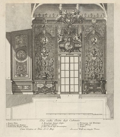 A porcelánszoba első fala: „Fürstlicher Baumeister Oder: Architectura civ..., 1711. alkotó: Paul Decker the Elder