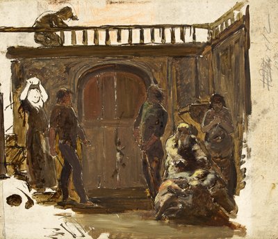 Vázlat a veszekedéshez (olaj, papír) alkotó: Paul Falconer Poole