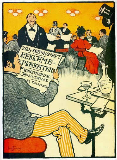 Reklámplakát egy nyomda számára, amely egy bár jelenetét ábrázolja alkotó: Paul Fischer