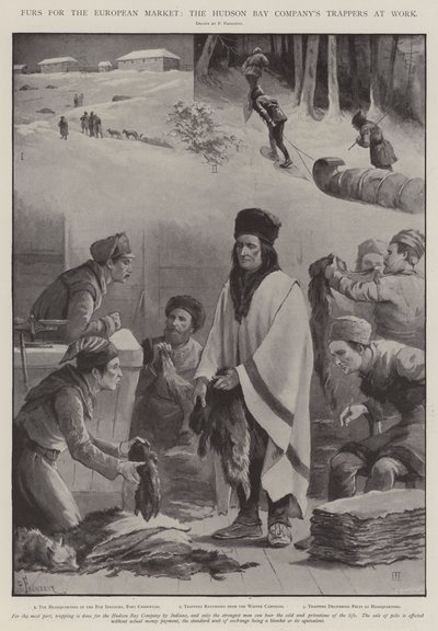 Prémek az európai piacra, a Hudson Bay Company Trappers at Work alkotó: Paul Frenzeny