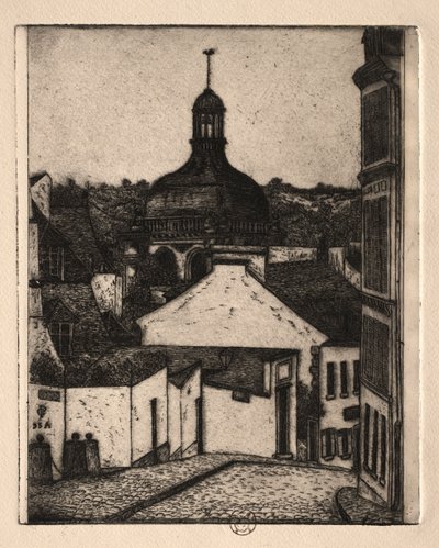 Hat rézkarc: Notre Dame Street, Pontoise, 1895. alkotó: Paul Gachet