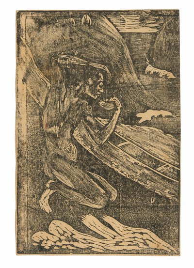 Egy halász iszik a kenuja mellett alkotó: Paul Gauguin