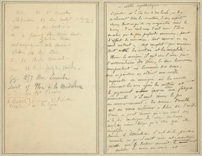 Címlista; Kézirat oldal [recto] alkotó: Paul Gauguin