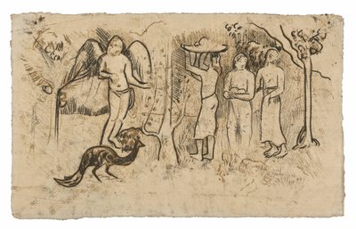 Angyal, páva és három tahitiánus alkotó: Paul Gauguin