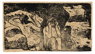 A fekete szikláknál, a késői fametszetek szvitjéből alkotó: Paul Gauguin