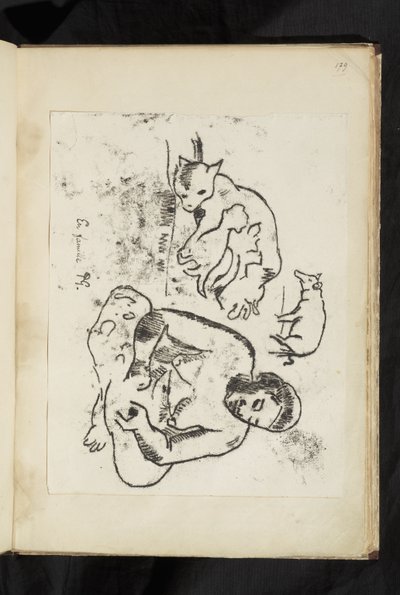 Avant et après - Ülő nő, macska cicákkal és egy malac alkotó: Paul Gauguin