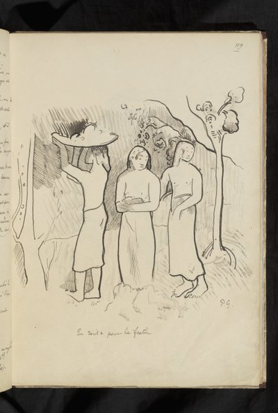 Előtte és utána - rajz "Útban a lakoma felé" alkotó: Paul Gauguin