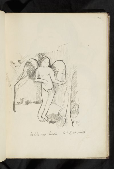 Előtte és utána - rajz "A szárnyak nehezek. Minden primitív" alkotó: Paul Gauguin