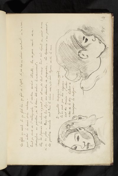 Avant et après - szöveg és két rajz egy lány fejéről alkotó: Paul Gauguin