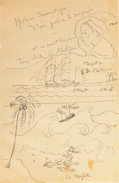 Rajz a fiatal Jacques Bousquet, Pont-Aven vagy Le Pouldu, 1889-90 számára készített rajzalbumból alkotó: Paul Gauguin