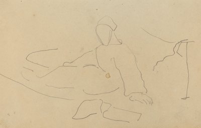 Ábra a földön ülve [rekto] alkotó: Paul Gauguin