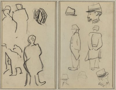ábra Tanulmányok; Tanulmányok a katonákról [verso] alkotó: Paul Gauguin