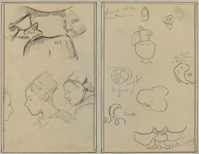 Négy tanulmány a breton nőkről; Formák és vázák [verso] alkotó: Paul Gauguin
