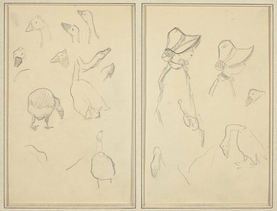 Libák; Girls in Bonnets, Geese [recto] alkotó: Paul Gauguin