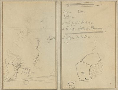 Majom feje; Palackok és italok készlete [verso] alkotó: Paul Gauguin