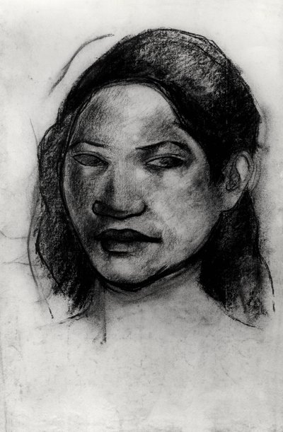 Tahiti feje (faszén papíron) alkotó: Paul Gauguin