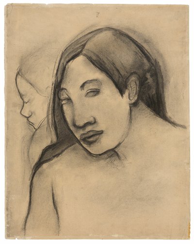 Tahiti nők vezetői, frontális és profilnézet alkotó: Paul Gauguin