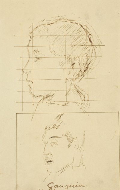 Egy fiú és egy férfi feje (önarckép?) [verso] alkotó: Paul Gauguin