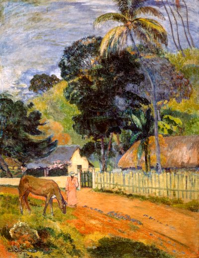 Ló úton, Tahiti táj, 1899 alkotó: Paul Gauguin