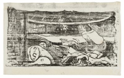 Tahiti kunyhó belseje, a Late of Late Wood-Block Prints Suite-ból alkotó: Paul Gauguin