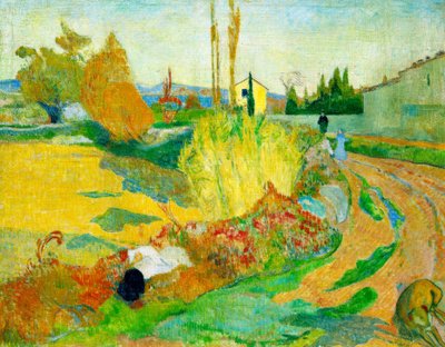 Tájkép Arles közelében (út a Roubinele-Roi csatorna mentén) alkotó: Paul Gauguin