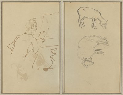 Ember zongorázik; Két bárány [verso] alkotó: Paul Gauguin