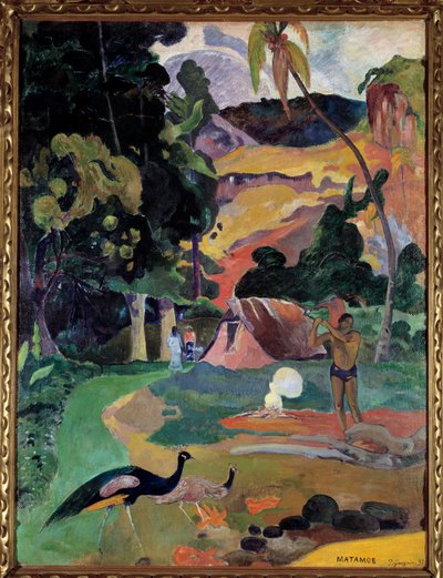 Matamoe vagy táj pávákkal Kilátás egy tájra Tahitiban. Paul Gauguin festménye (1848-1903) alkotó: Paul Gauguin