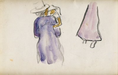 Anya és gyermeke, Tahiti elöl, figura hátul (akvarell) alkotó: Paul Gauguin