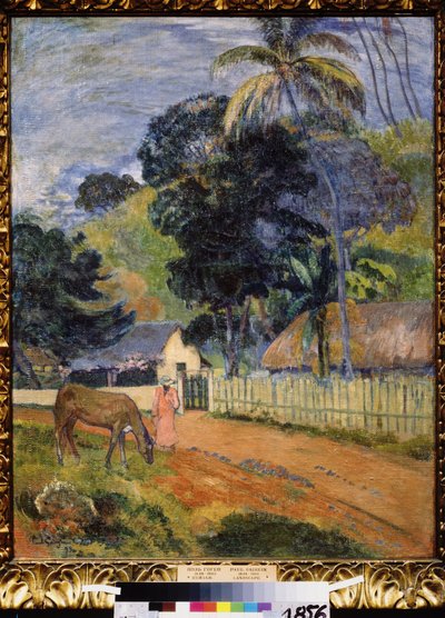 ""Táj, ló az úton"" (Táj. Egy ló az úton) Paul Gauguin (1848-1903) festménye 1899 Posztimpresszionizmus Méret 94x73 cm Puskin Múzeum Moszkva alkotó: Paul Gauguin