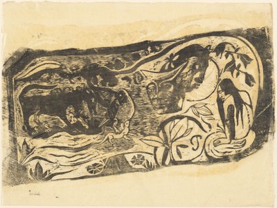 Tányér egy szarvas ördög fejével Planche au diable cornu, 1895-ben vagy azt követően. alkotó: Paul Gauguin