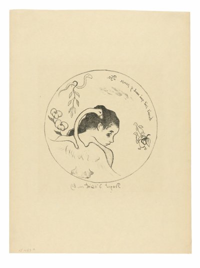 Projet d’assiette (Leda) (Tányér tervezése [Leda]), a Volpini Suite előlapja alkotó: Paul Gauguin