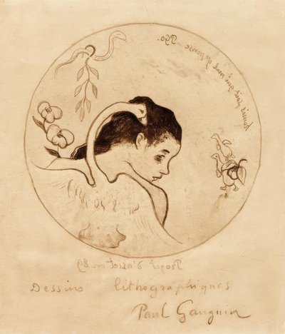 Projekt egy tányérhoz - Leda és hattyú alkotó: Paul Gauguin