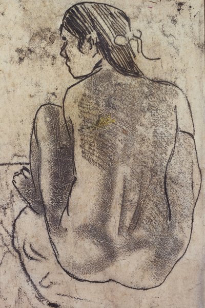 Ülő tahiti akt hátulról, 1902 körül alkotó: Paul Gauguin